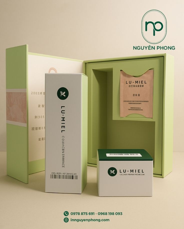 Mẫu hộp cứng có cốt đựng collagen làm quà tặng